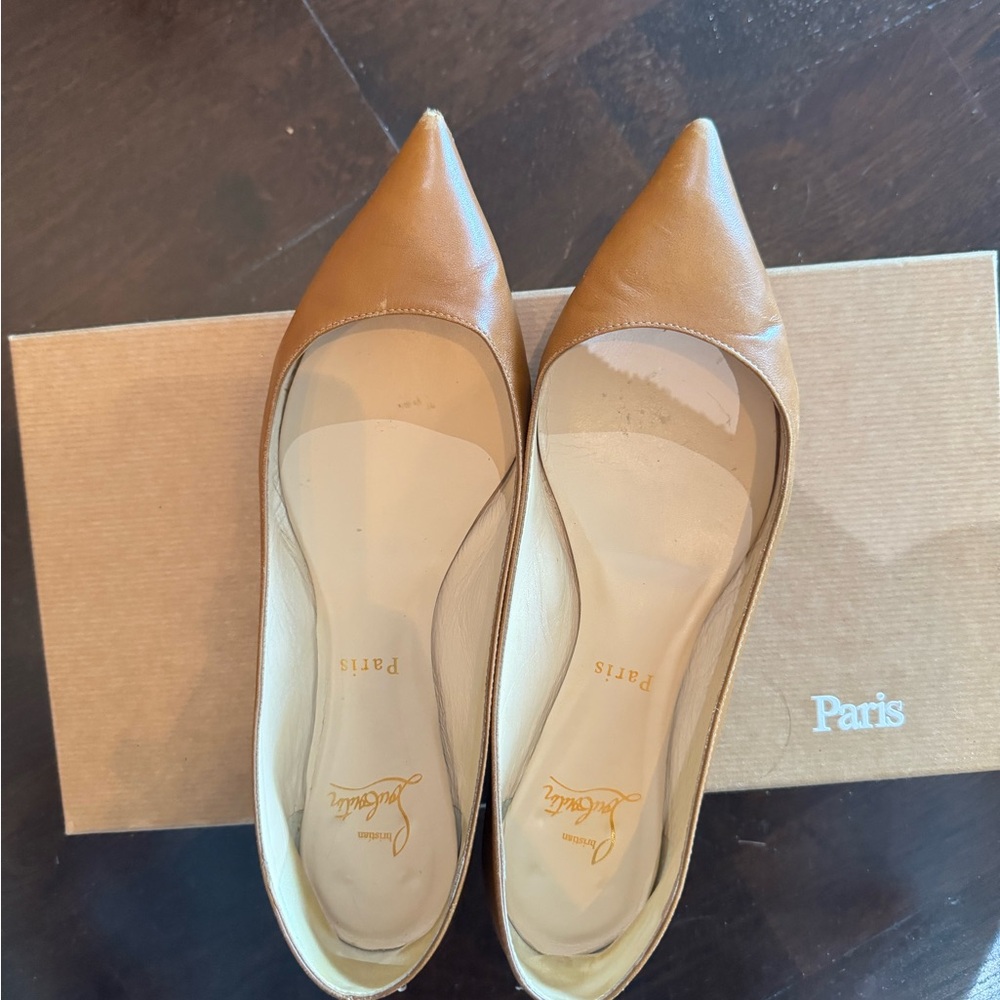 Christian Louboutin Tan Leather Flats